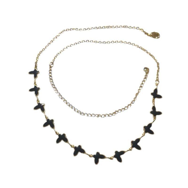 Choker Elo Português C/ 12 Borboletas/Preta