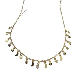 Choker Estrela,Lua E Circulo