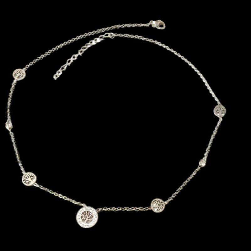 Corrente Feminina Circulo C/ Arvore da Vida/Zirconia