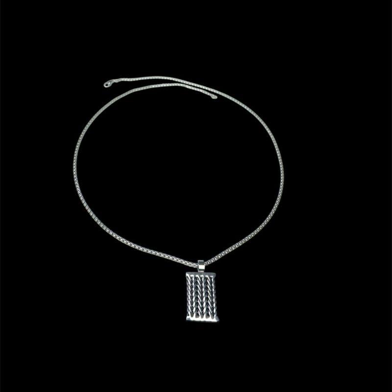 Corrente Masculina C/ Pingente Placa De Corda