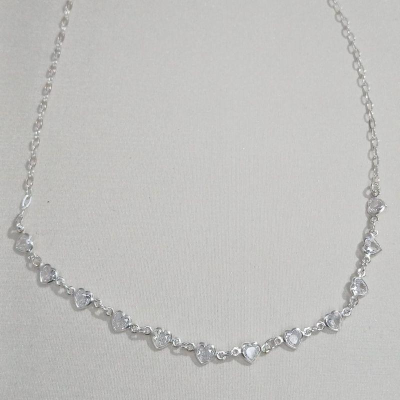 Corrente Tijolinhos Coraçao Zirconia 45c