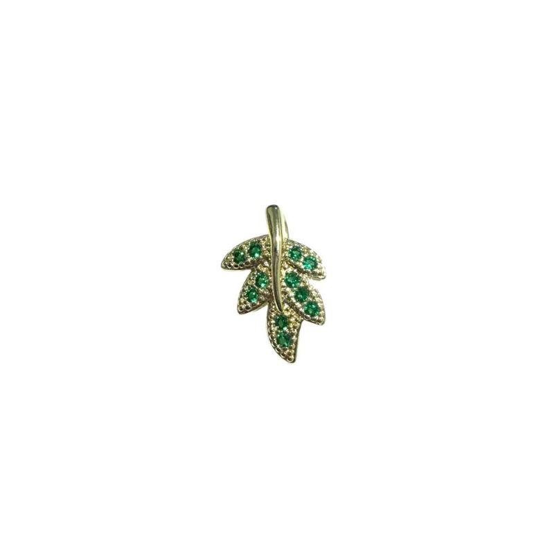 Pingente Folha P C/ Zirconias Verde