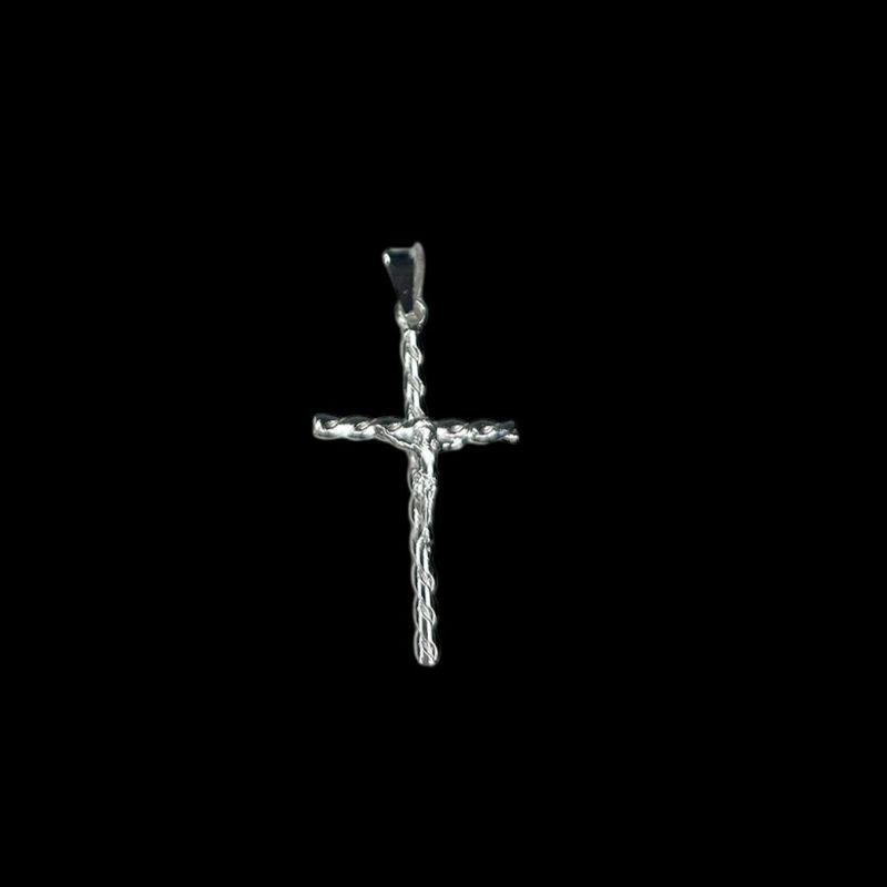 Pingente Prata Cruz Torcida/Jesus