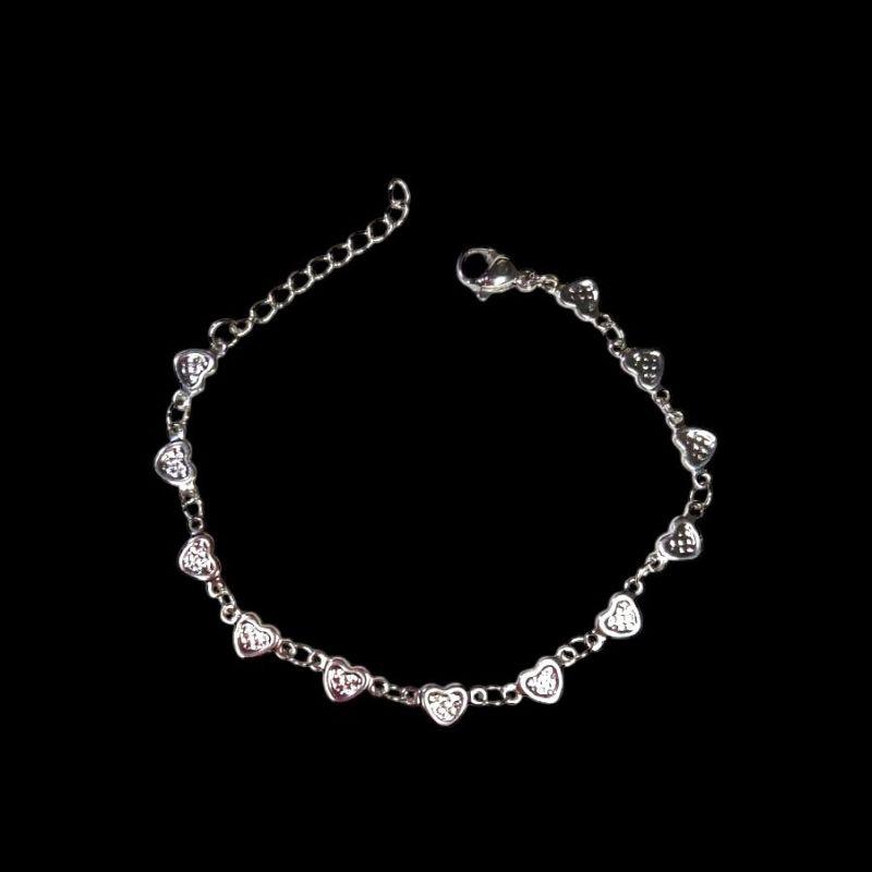 Pulseira 12 Coraçãozinho C/Detahes De Pontinhos