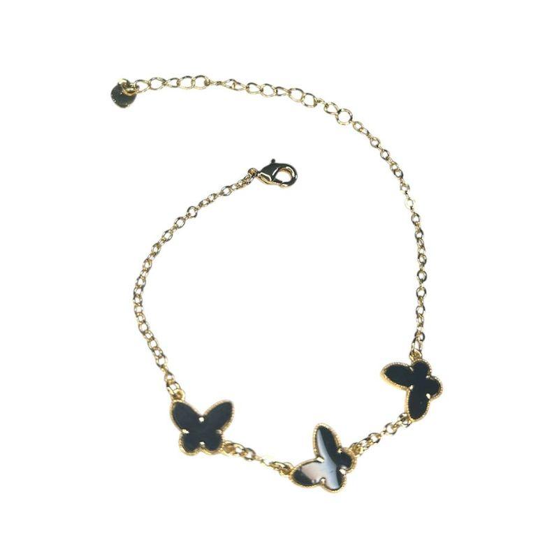 Pulseira 3 Borboletas /Preta