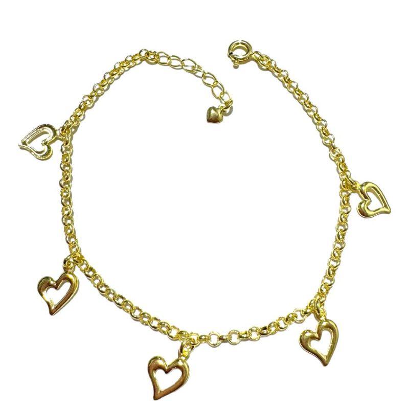 Pulseira 5 Corações Vazados