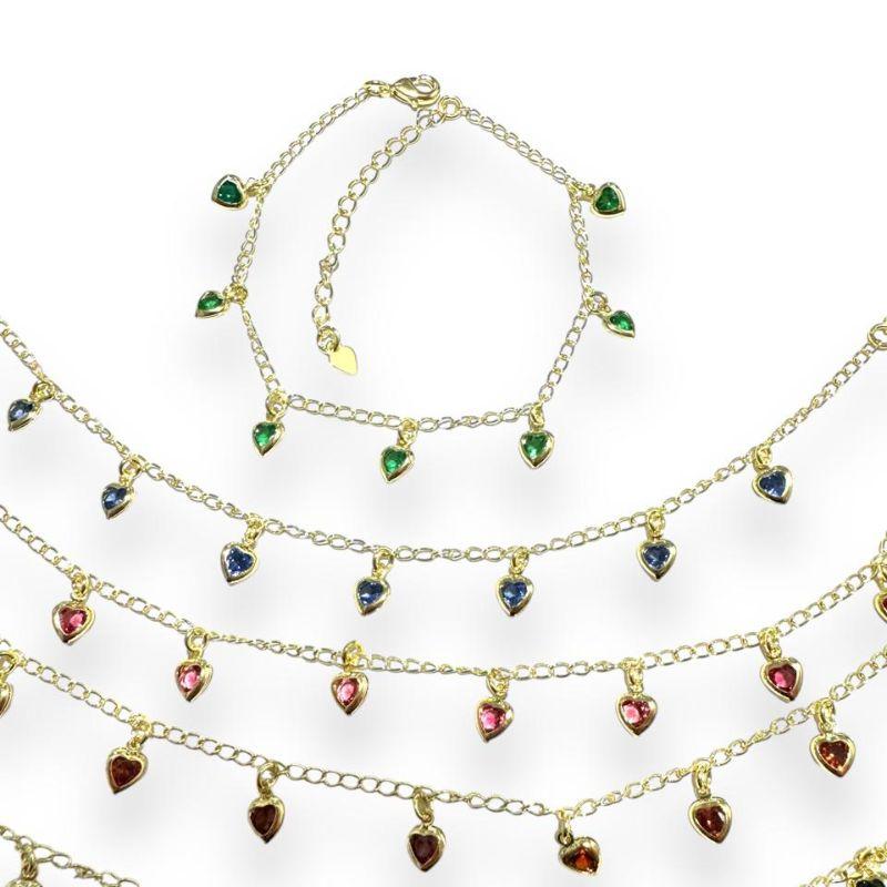 Pulseira 7 Corações Zirconias Multicor