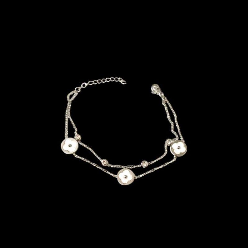 Pulseira Dupla 3 Trevo C/ Zirconia