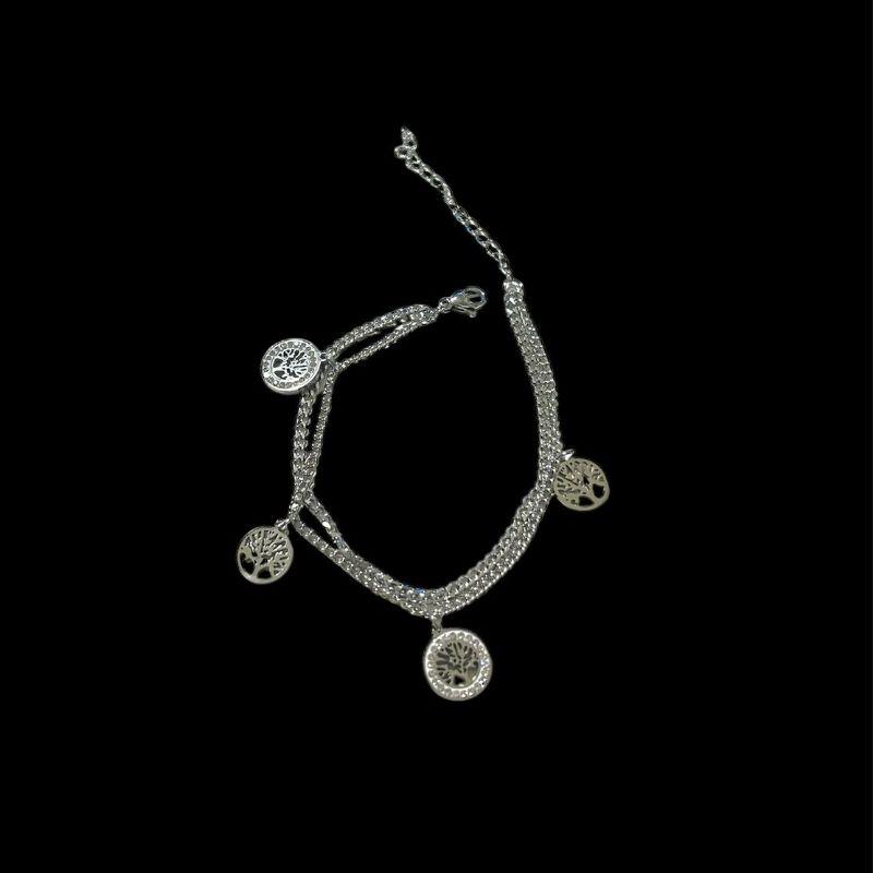 Pulseira Dupla C/ Pingente Circulo C/ Arvore da Vida