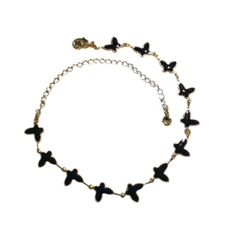 Pulseira Elo Português C/ 12 Borboletas/Preta