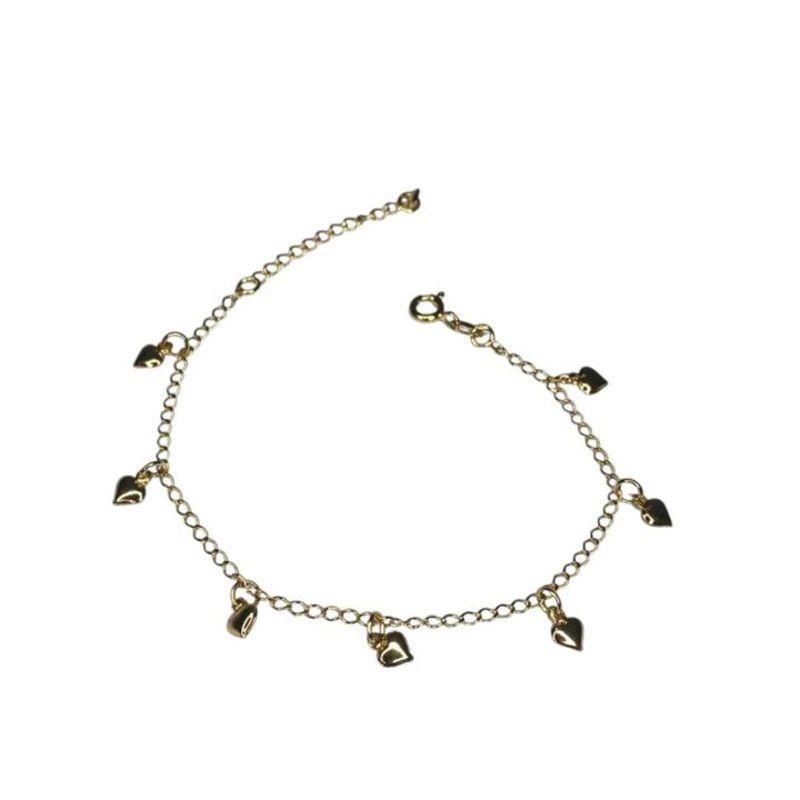 Pulseira Elo Português C/7 Corações Liso