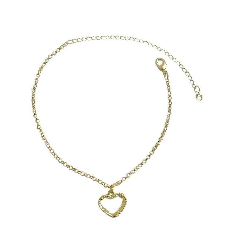 Pulseira Elo Português C/Coração Cristal