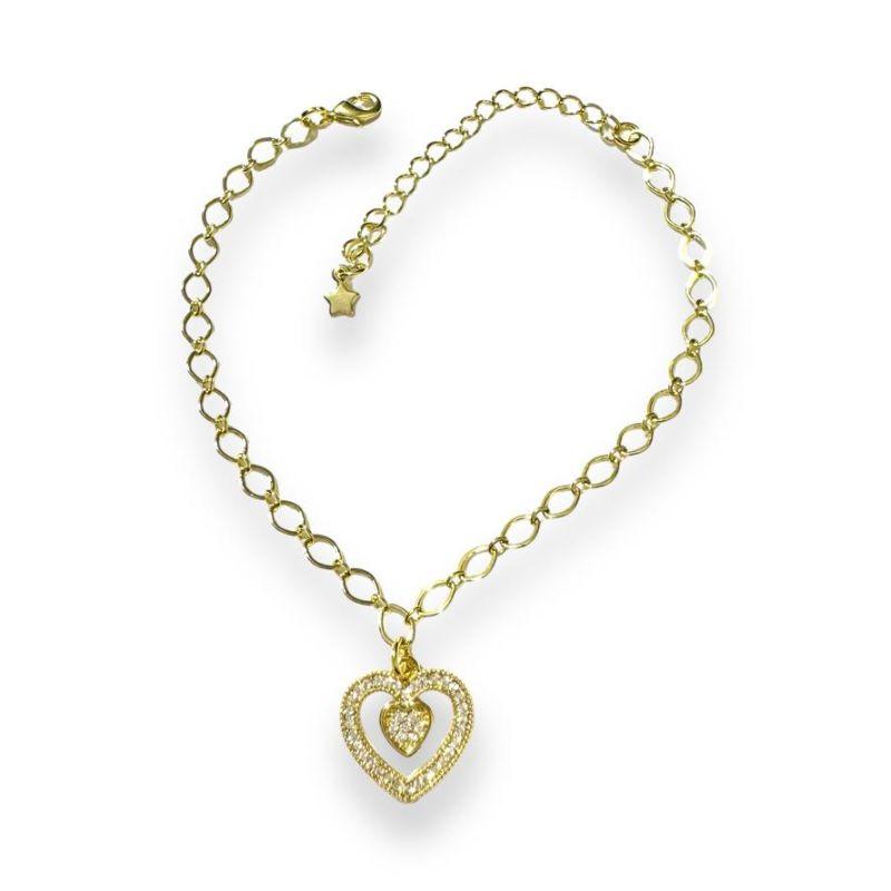 Pulseira Elos 2 Corações Cravejados