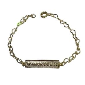 Pulseira Infantil Chapinha Amor de Mãe Corrente Coração