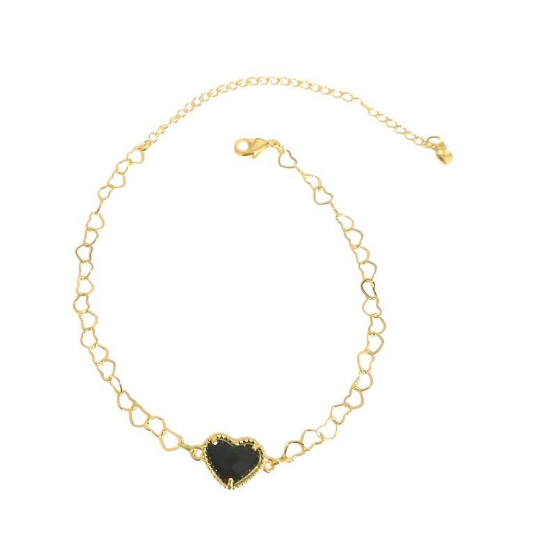 Pulseira Malha Coração /Preta