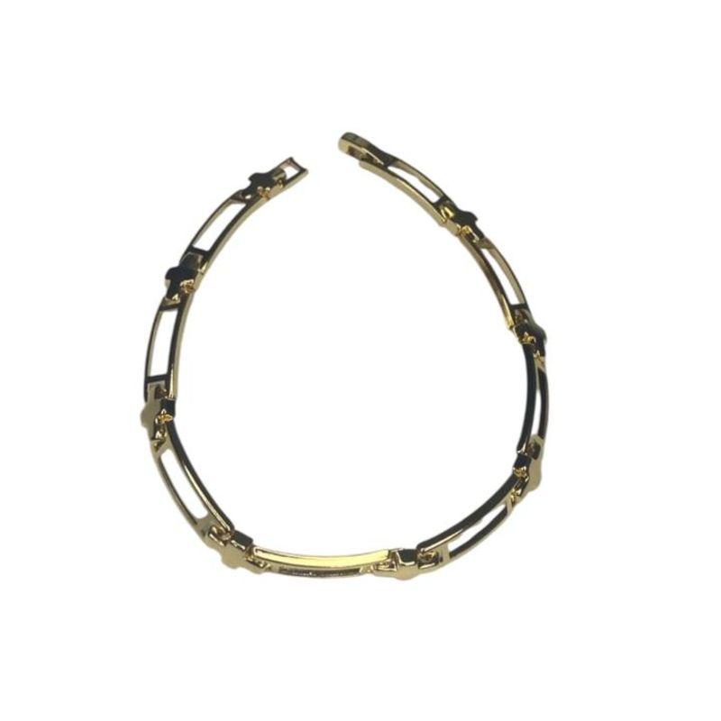 Pulseira Masculina Chapa Vazada C/ Detalhe Cruz