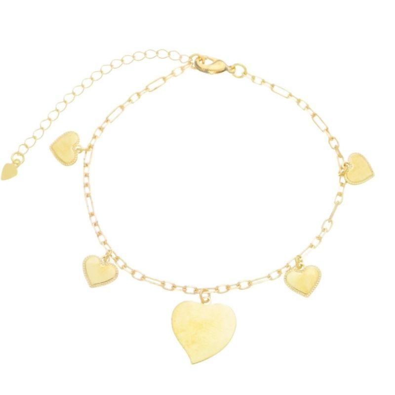 Pulseira Tijolinho Chapa Lisa 5 Coração Liso