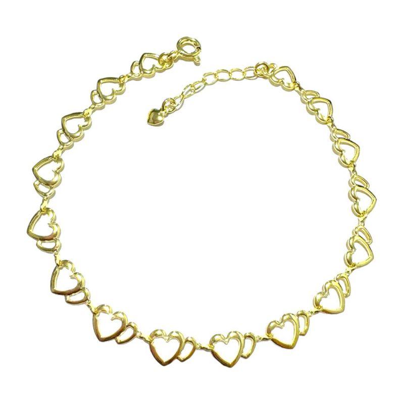 Pulseira Varios Corações Duplo Vazado
