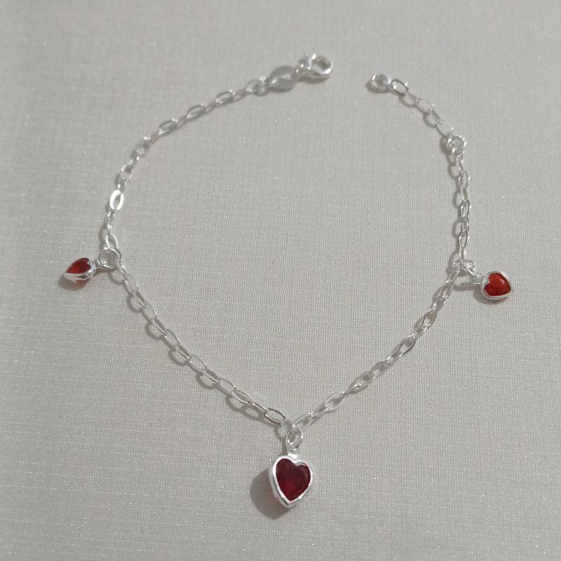 Pulseira Zirconia Coraçao Vermelho