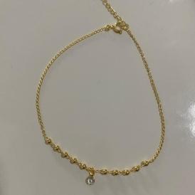 Tornozeleira 10 Bolinhas C/ Pingente Pedra Zircônia Branca