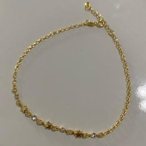 Tornozeleira 3 Estrela e 4 Pedras Branca