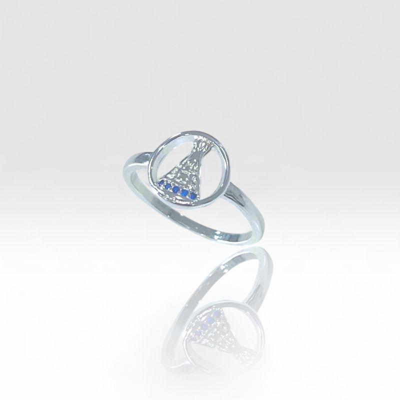 Anel Círculo nossa Senhora c/ Zirconia Azul