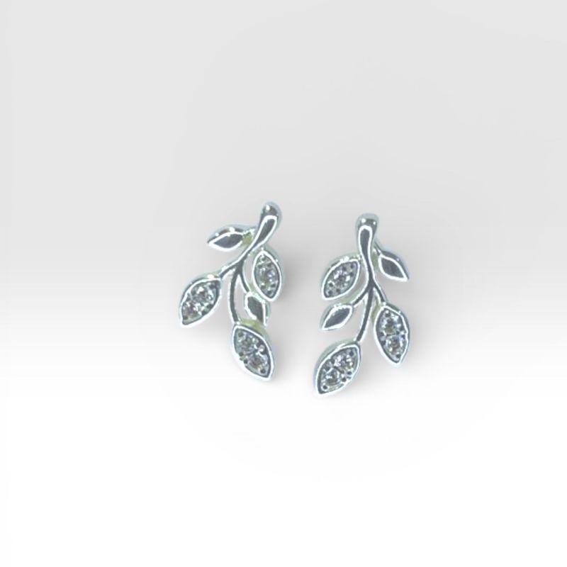 Brinco Fixo Folhas C/ Zirconia