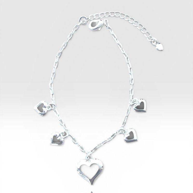 Pulseira C/ 5 Coração Vazado