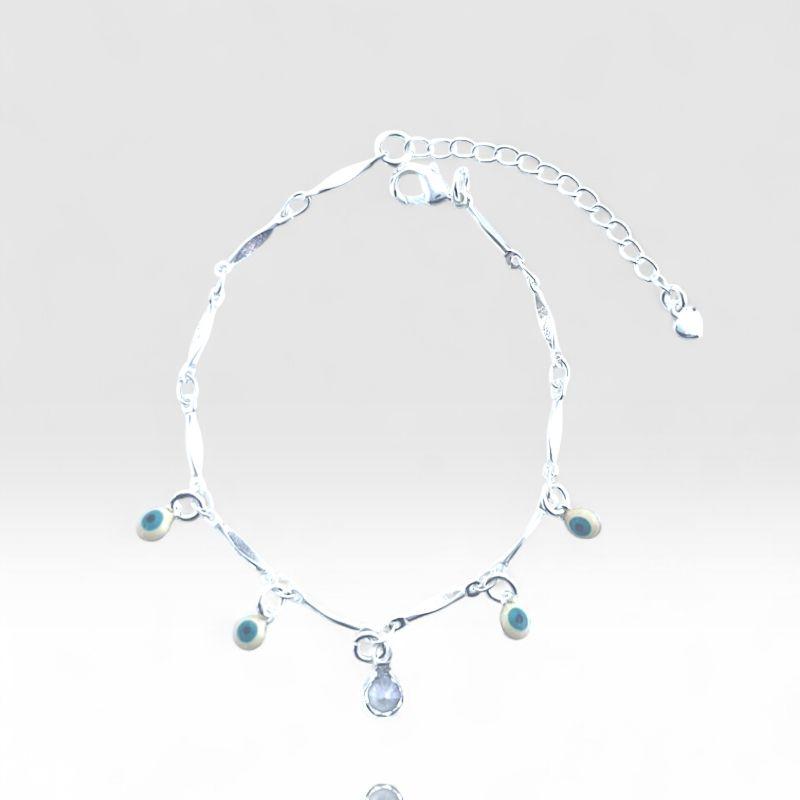 Pulseira Chapinha com Olho Grego com 1 Pedra Zircônia