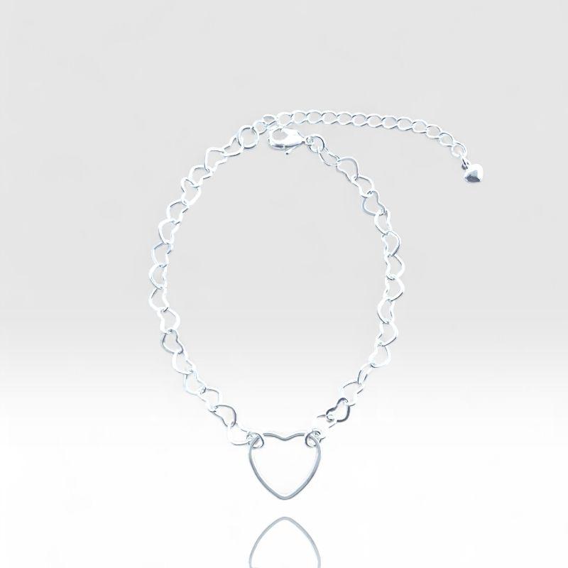 Pulseira Elo Coração com 1 Coração Vazado no Centro