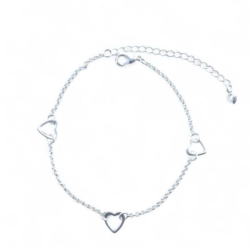 Pulseira Elo Português Com 3 Coração Vazado