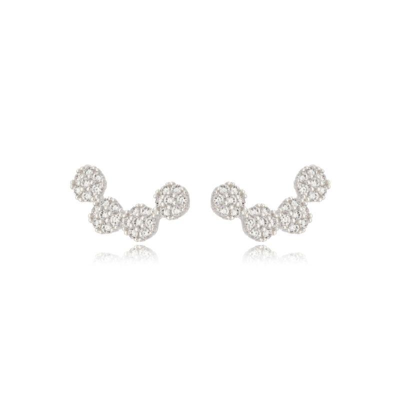 Brinco Fixo Ear Cuff/Ciculos Flores Cravejadas