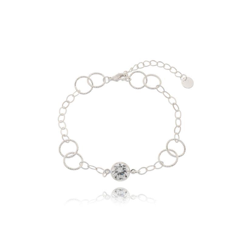 Pulseira Detalhada Elos Ovais c/Zircônia