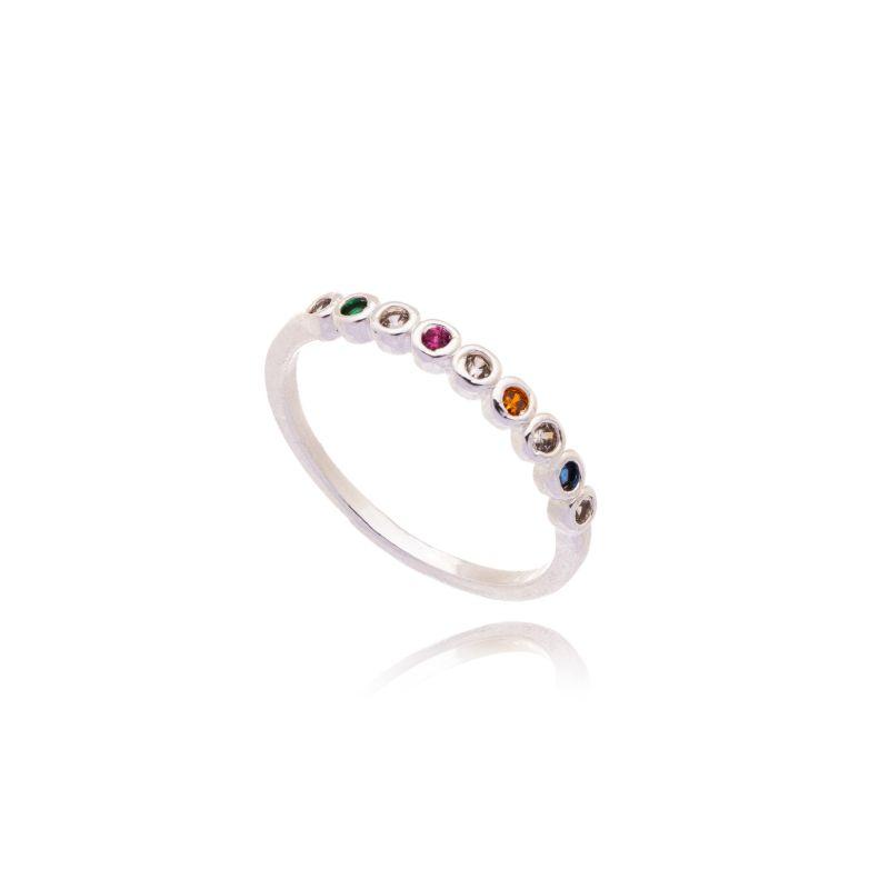 Anel Aparador Zirconias Multicor