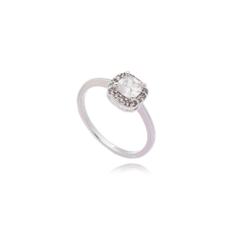 Anel Aro Liso C/ Pedra Zirconia Quadrada