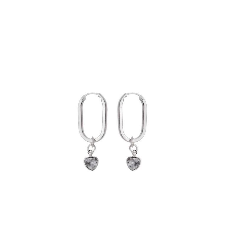 Argola Oval PP Coração Zirconia Multicor