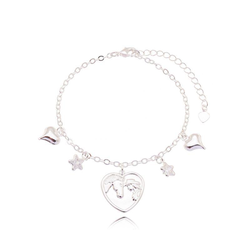 Pulseira Elo c/ Pingente Coração Country /Estrelas /Coração Liso