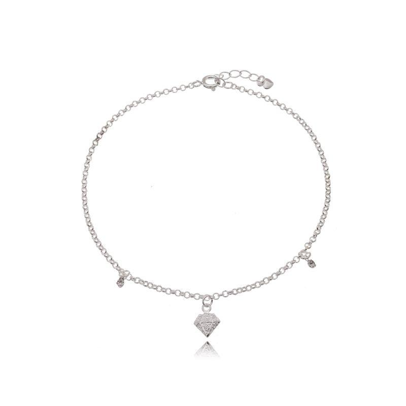 Tornozeleira Diamante C/ 2 Zirconias