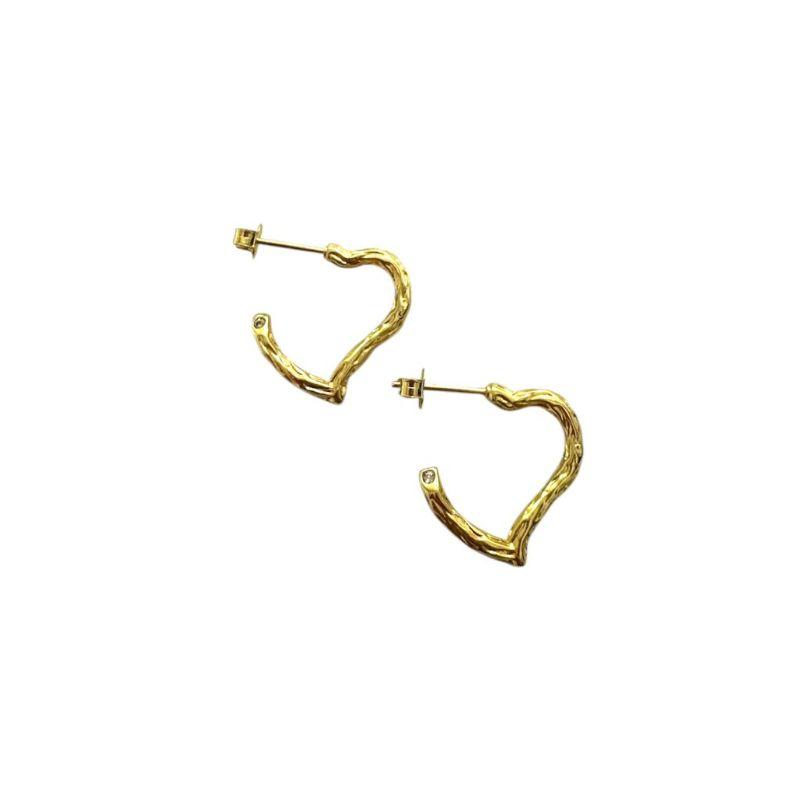 Argola Coração Detalhado C/ Zirconia