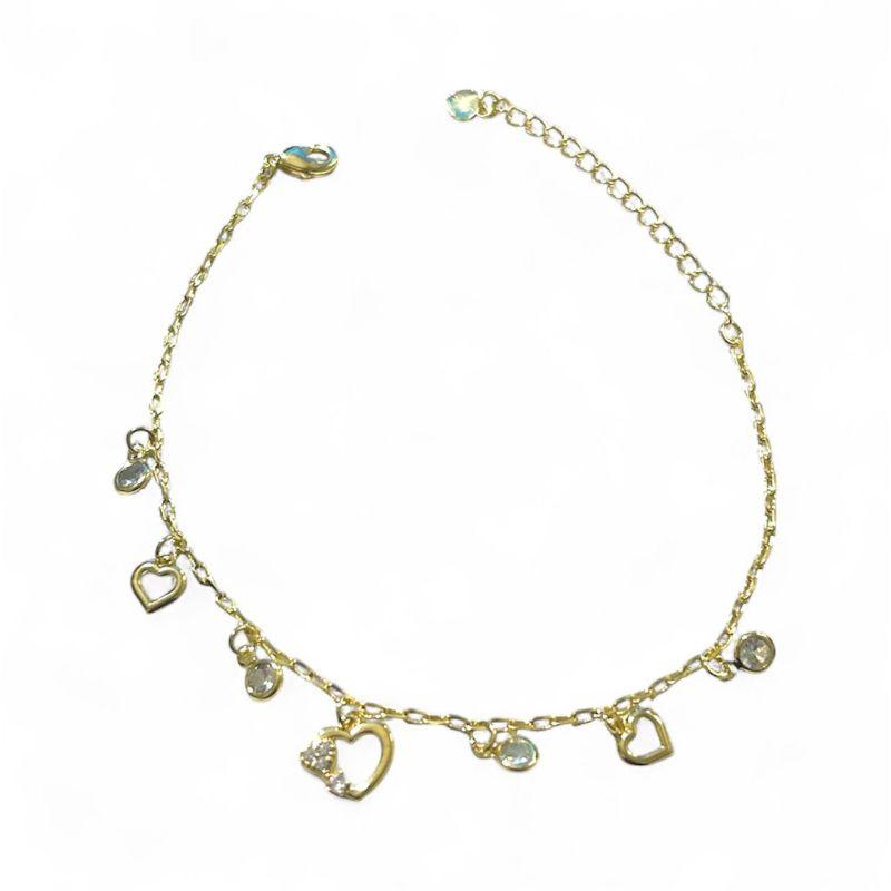Pulseira Corações Vazado c/ Zirconia