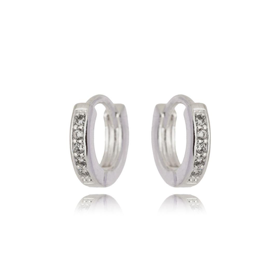 Brinco Click Argolinha 1 Fileira C/ Zirconia